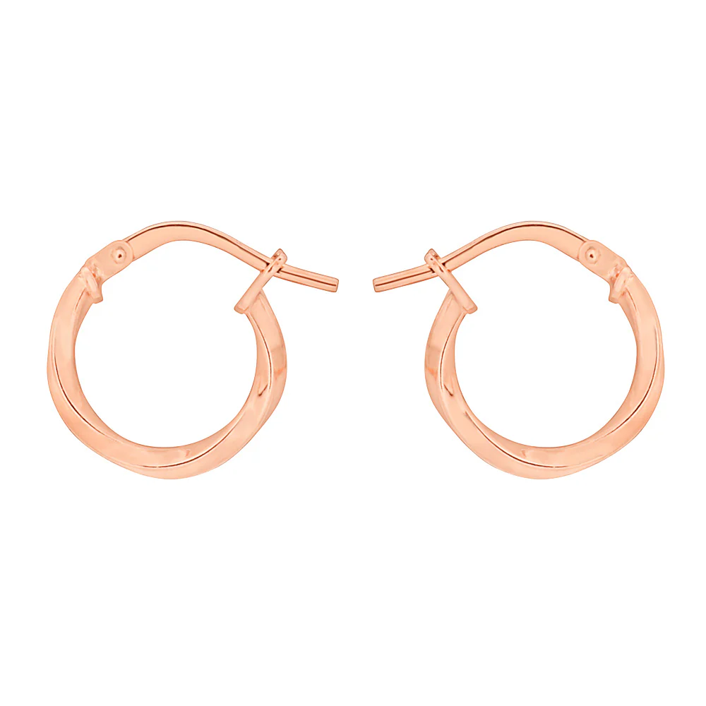9ct Rose Gold Silver Filled 10mm Twist Hoop Earrings