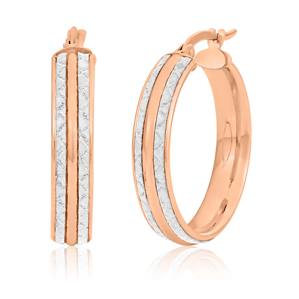 9ct Rose Gold Silver filled stardust Hoops