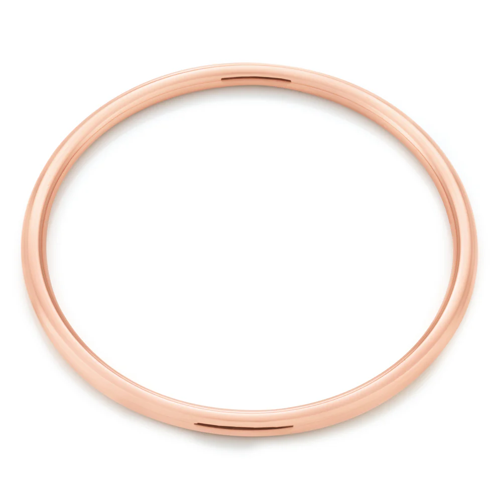 9ct Rose Gold SilverFilled 3mm x 65mm Plain Golf Bangle - Image 2