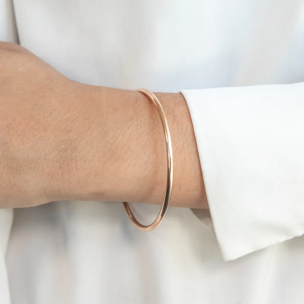 9ct Rose Gold SilverFilled 3mm x 65mm Plain Golf Bangle - Image 3