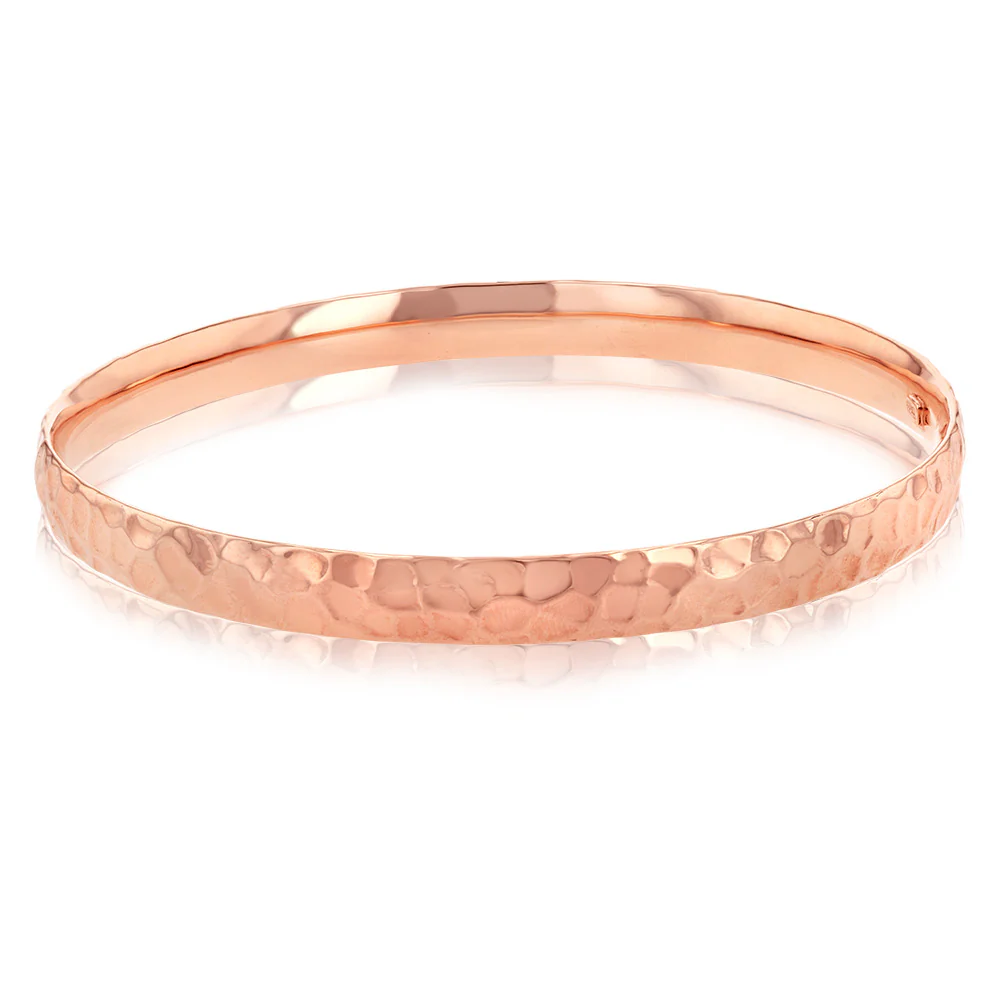 9ct Rose Gold Silverfilled Diamond Cut Bangle - Image 2