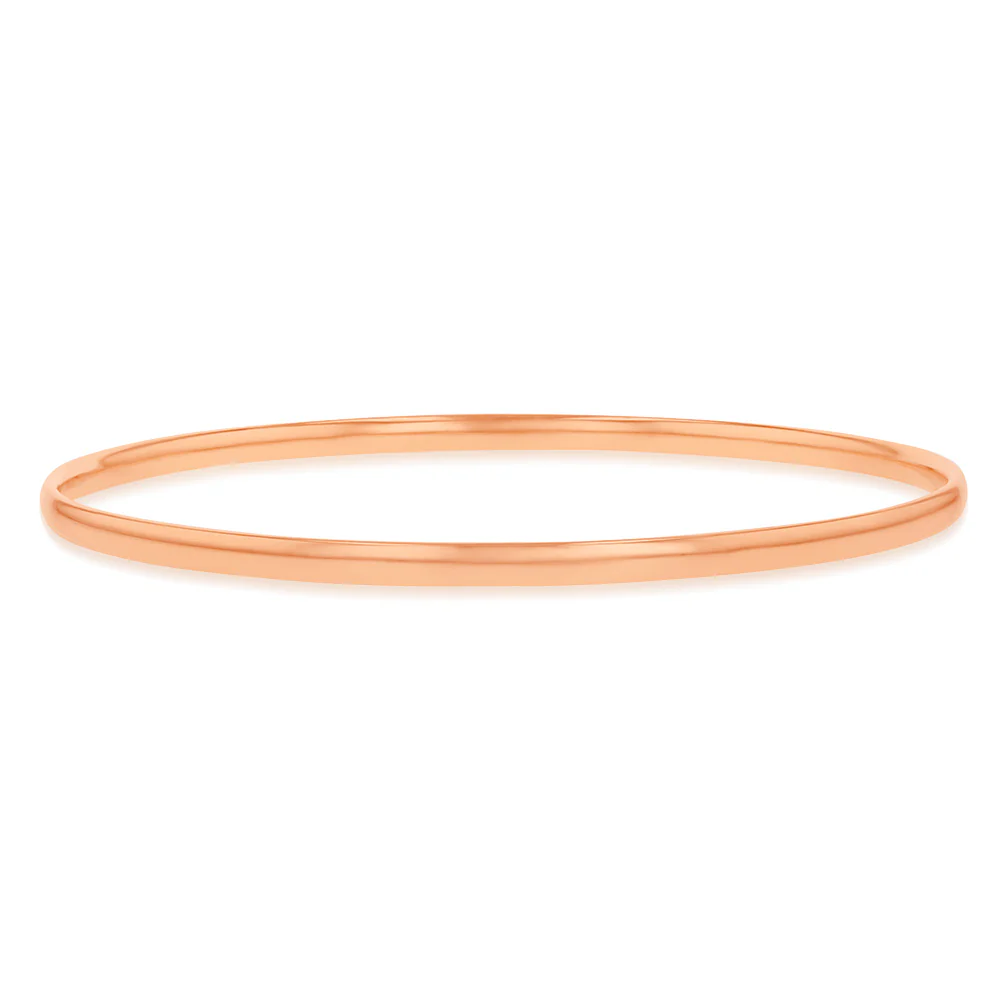 9ct Rose Gold Silverfilled Light Weight 3mm X 65mm Bangle