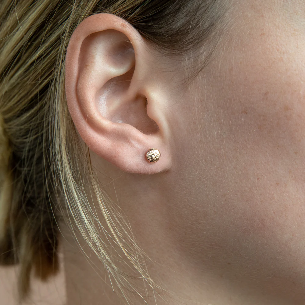 9ct Rose Gold Textured 5.5mm Stud Earrings - Image 2