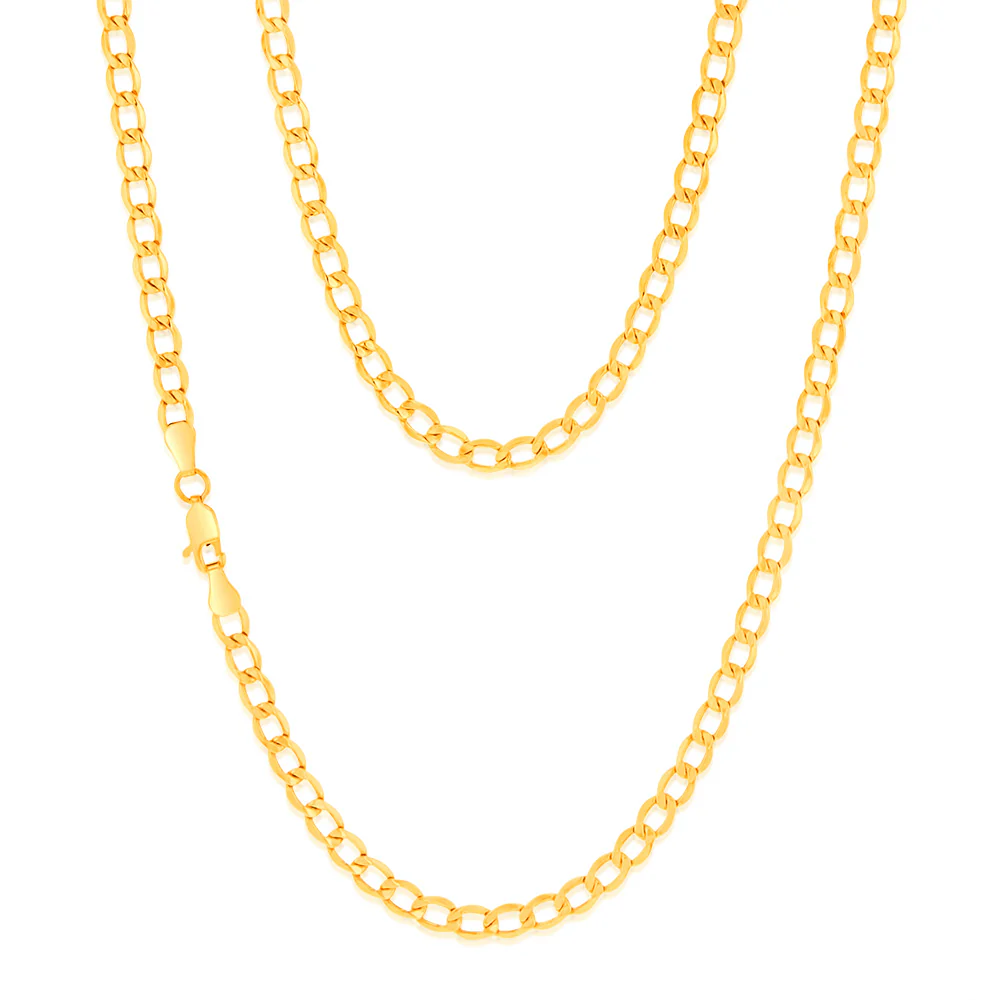 9ct Silver Filled Curb Bev 50cm 100 Gauge Chain