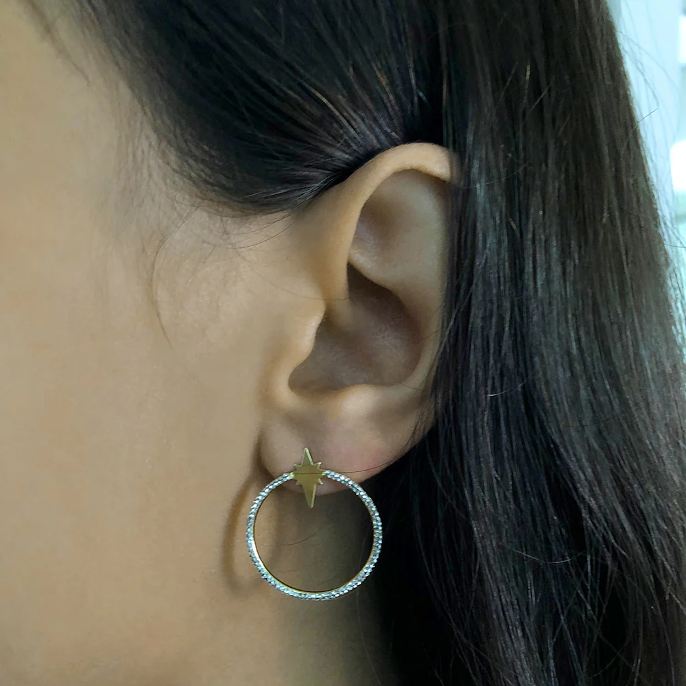 9ct Silver Filled Star Hoop Earrings - Image 3