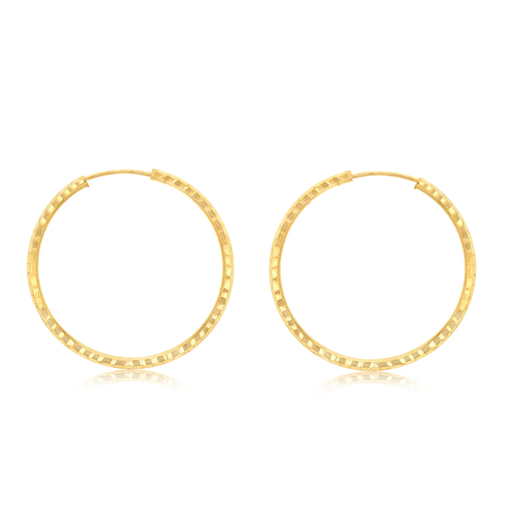 9ct Silverfilled Dicut Hoop Earrings