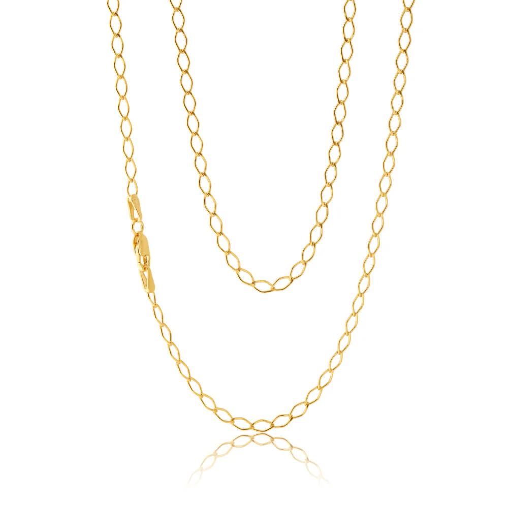 9ct Silverfilled Open Curb 50Gauge 50cm Chain