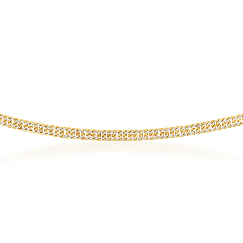 9ct Silverfilled Yellow and White Gold Double Curb 45cm Chain - Image 3