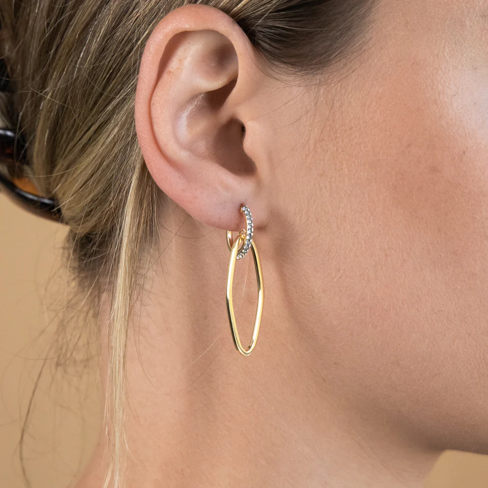 9ct Silverfilled Yellow Gold Crystal Drop Stud Earrings - Image 2