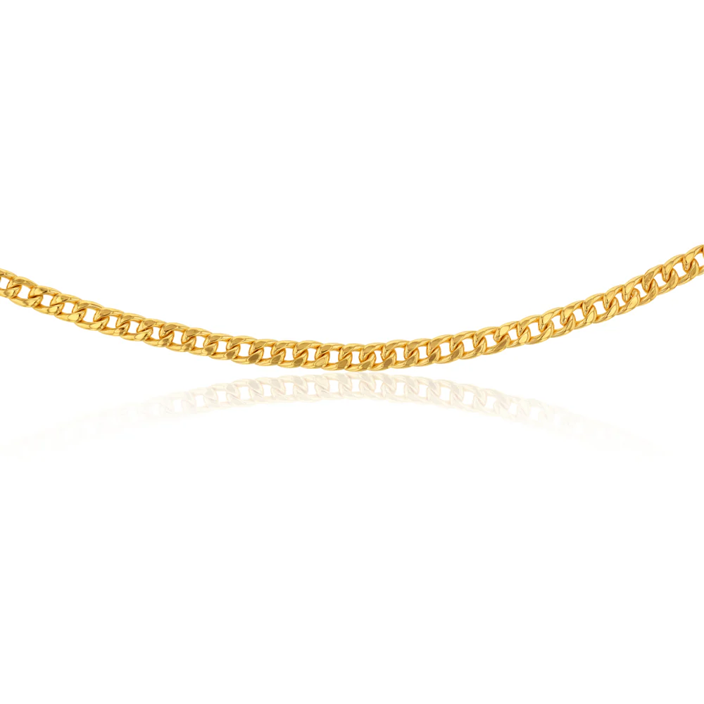 9ct Silverfilled Yellow Gold Curb 45cm 150Gauge Chain - Image 3