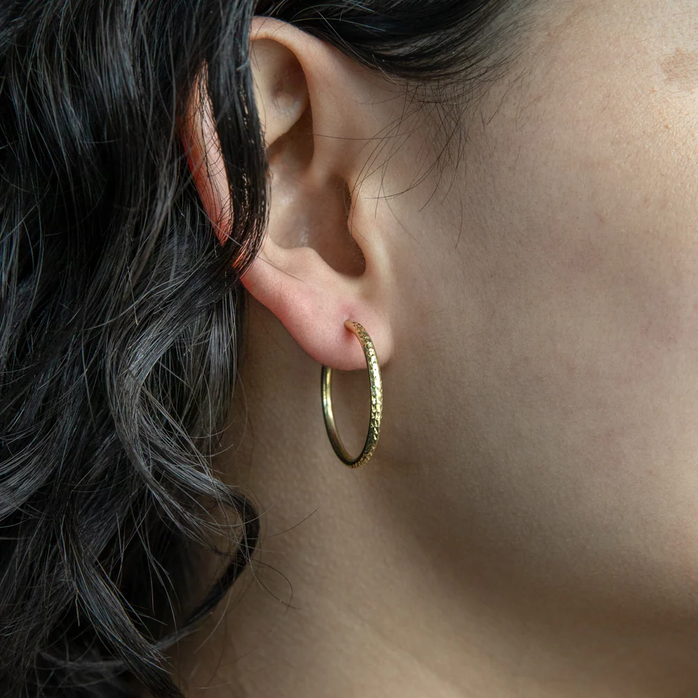 9ct Silverfilled Yellow Gold Diamond Cut 20mm Sleeper Earrings - Image 2