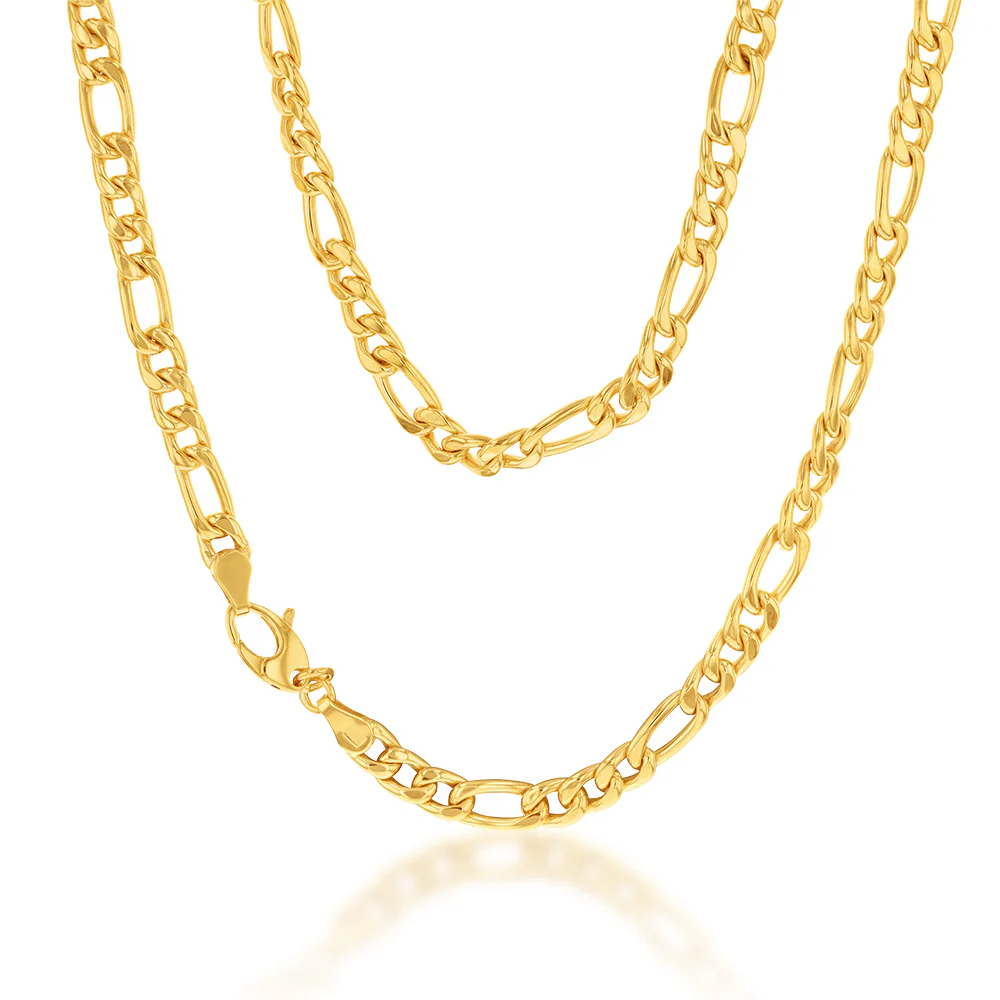 9ct Silverfilled Yellow Gold Figaro 45cm 150Gauge Chain