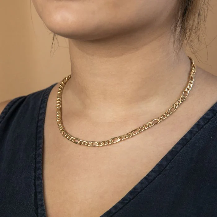 9ct Silverfilled Yellow Gold Figaro 45cm 150Gauge Chain - Image 3