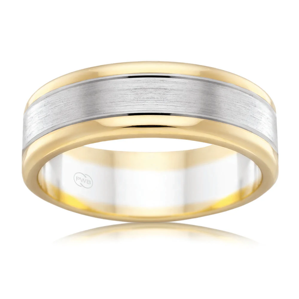 9ct Two Tone Gold 8mm Ring