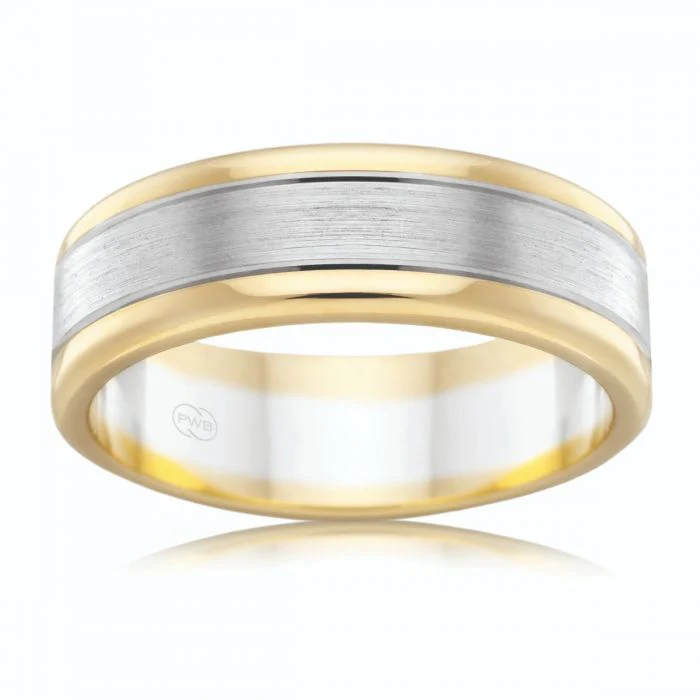 9ct Two Tone Gold 8mm Ring - Image 2