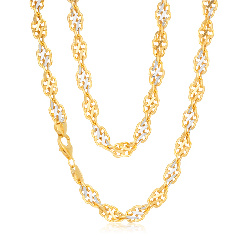 9ct Two-Tone Gold Filled 45cm Singapore Link Chain - Image 2