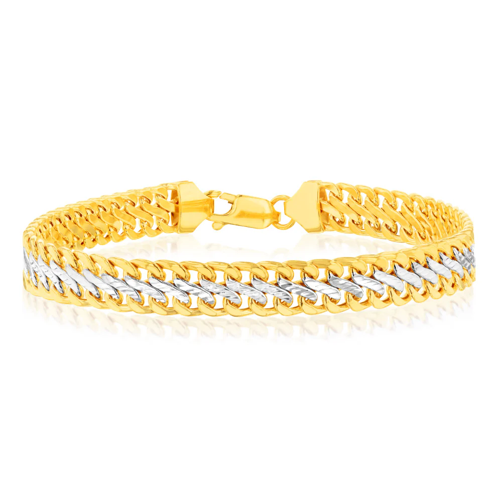 9ct Two Tone Gold Infinity 19cm Bracelet
