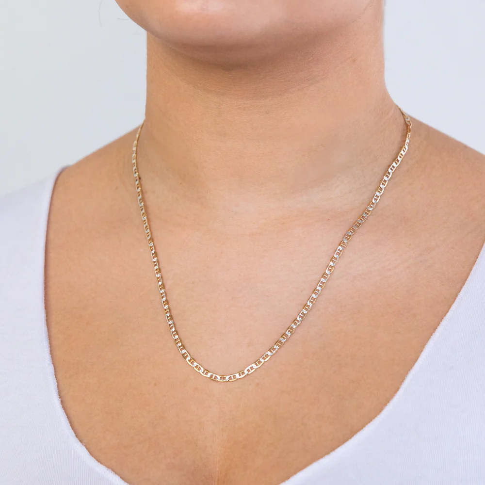 9ct Two Tone Gold Silver Filled Anchor 50cm Chain - Image 4