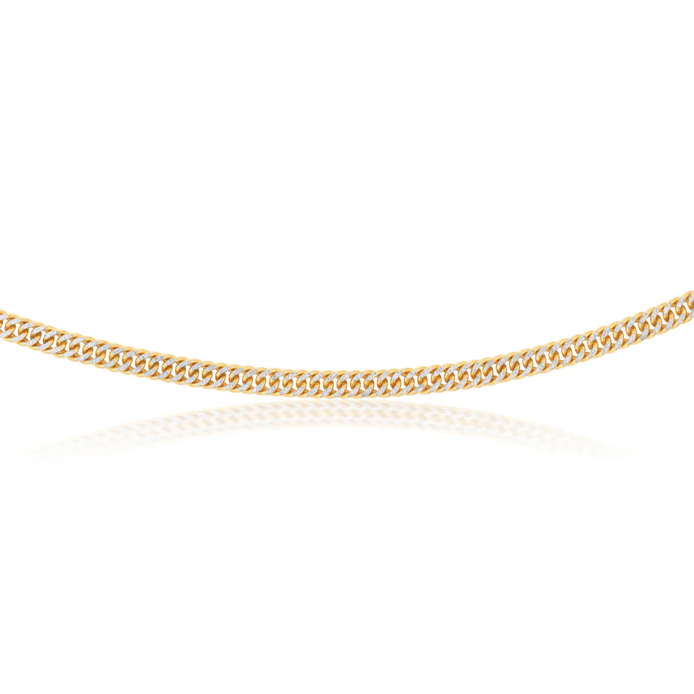 9ct Two Tone Gold Silver Filled Double Curb 50cm Chain - Image 2