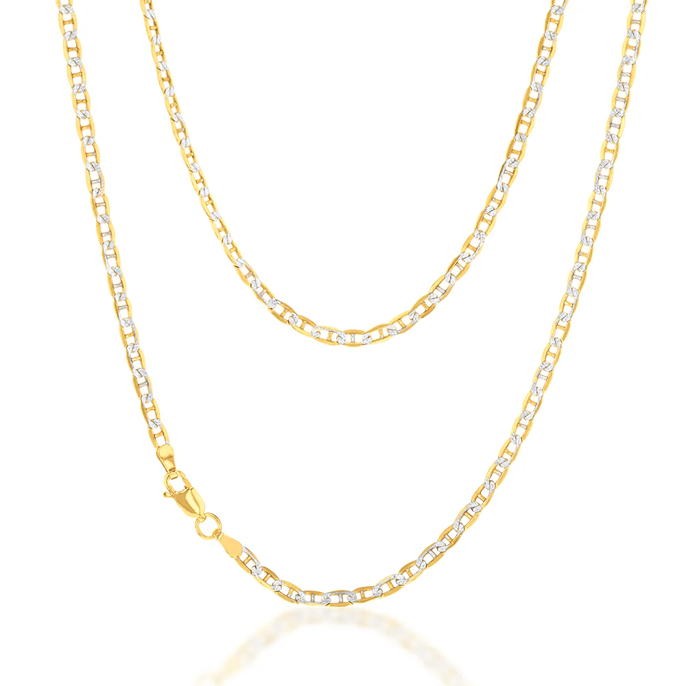 9ct Two Tone Gold Silver Filled Gold Anchor 45cm Chain