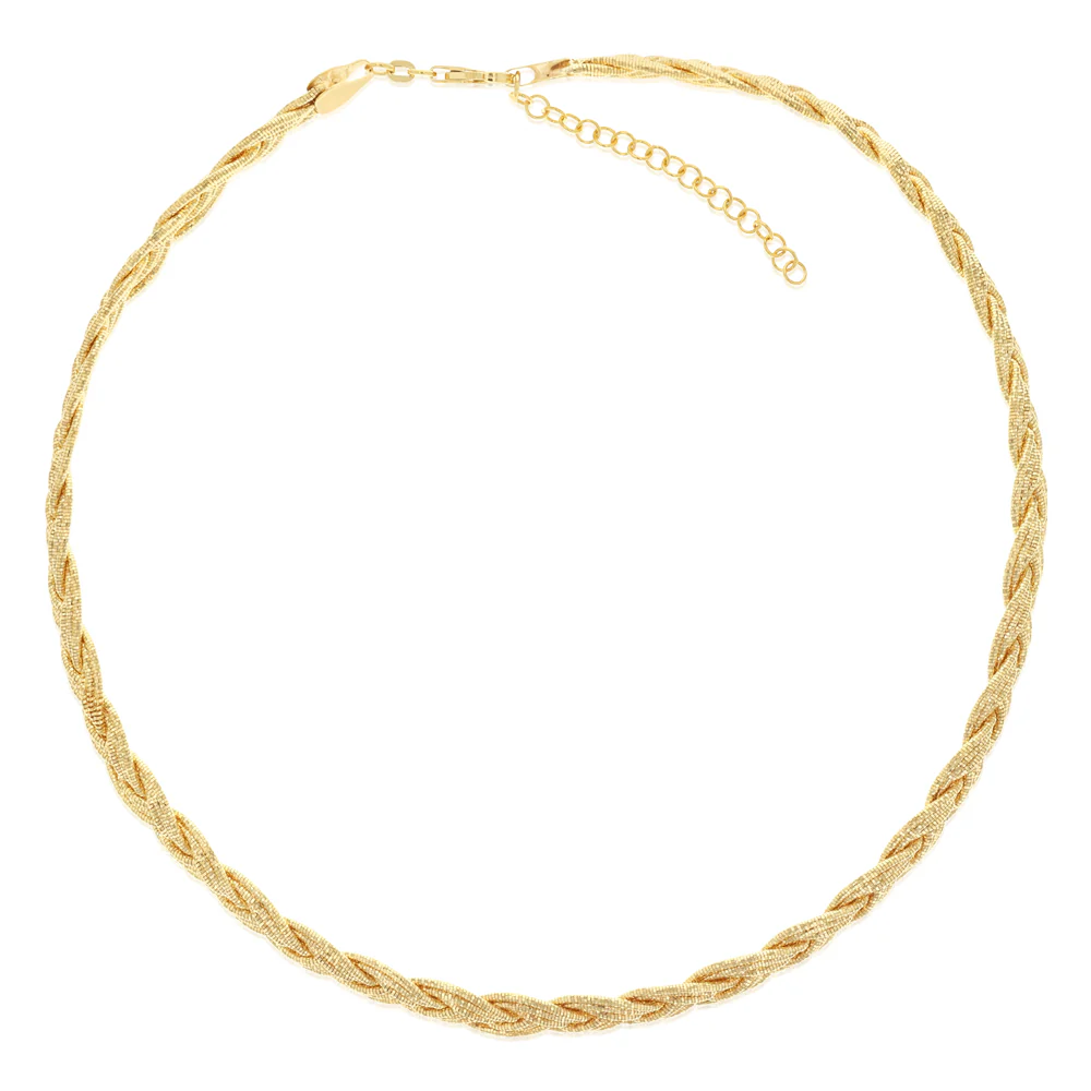 9ct Two Tone Gold Silver Filled Herringbone Chain Necklace