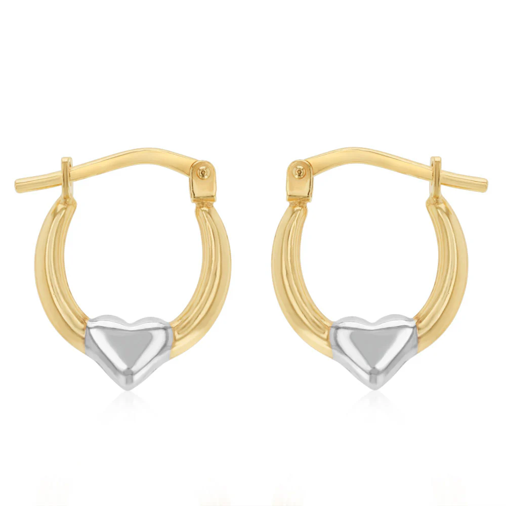 9ct Two Tone Silverfilled Fancy Heart Hoop Earrings - Image 2