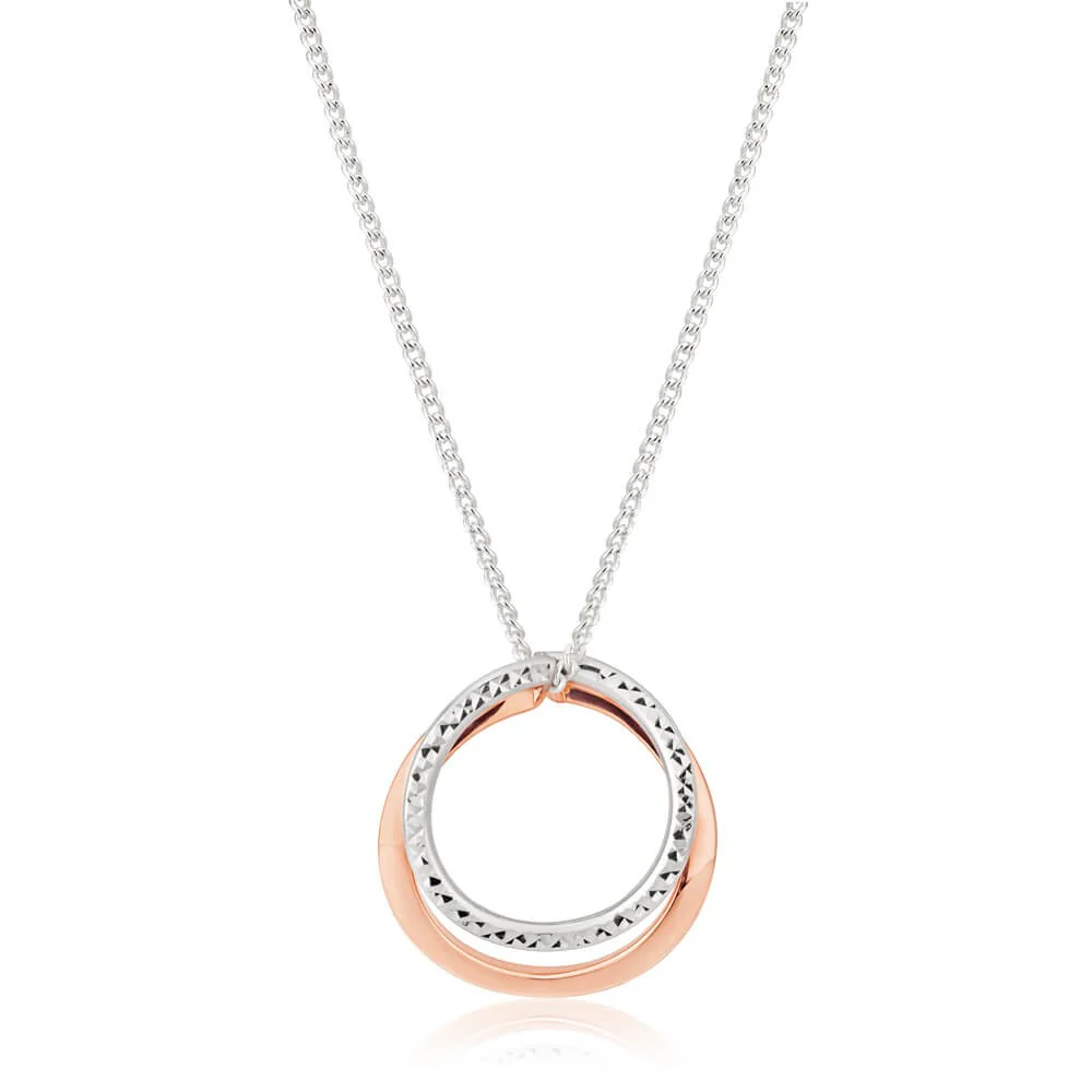 9ct White And Rose Gold 2 Round Curl Pendant