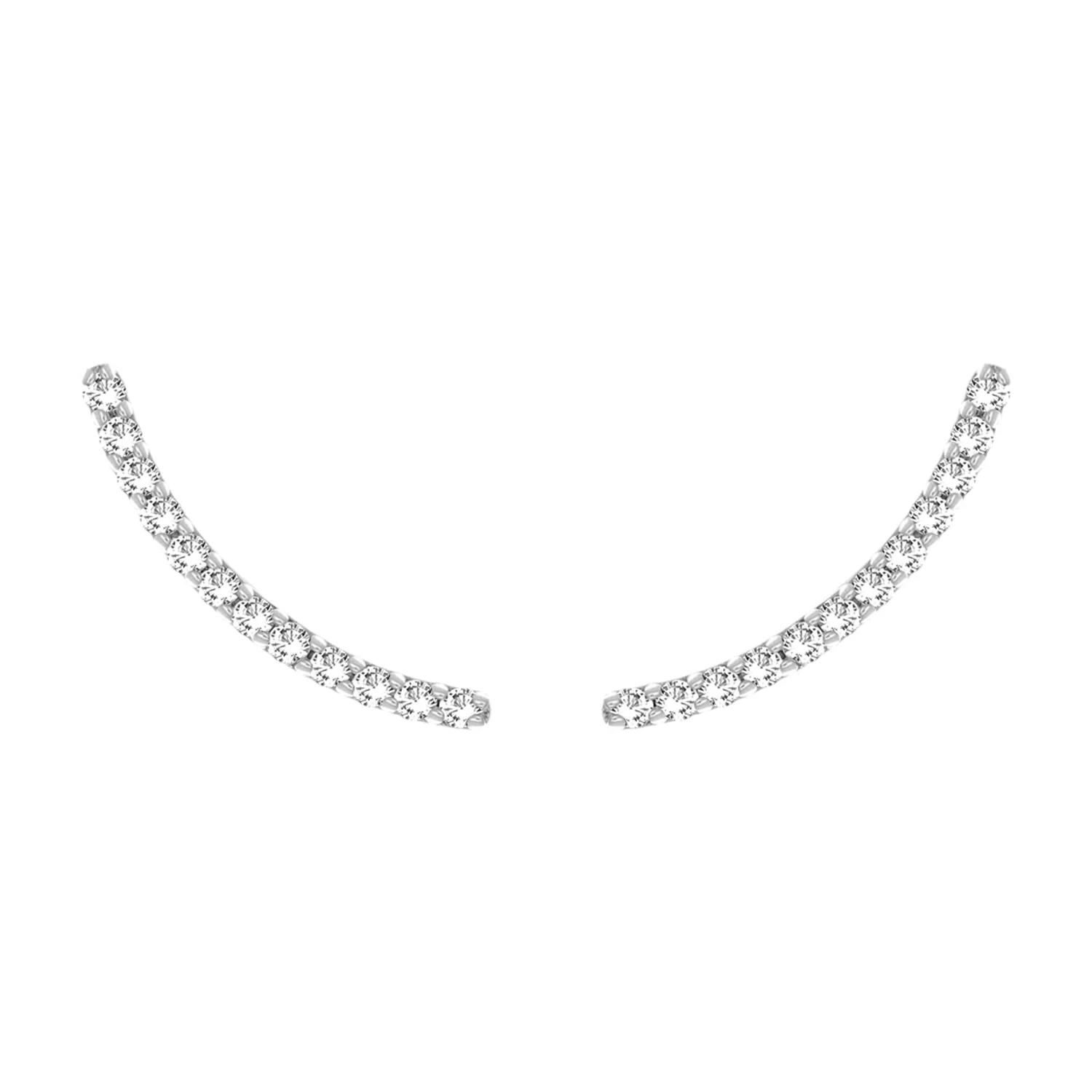 9ct White Gold 0.05 Carat Diamond Ear Climbers Stud Earrings