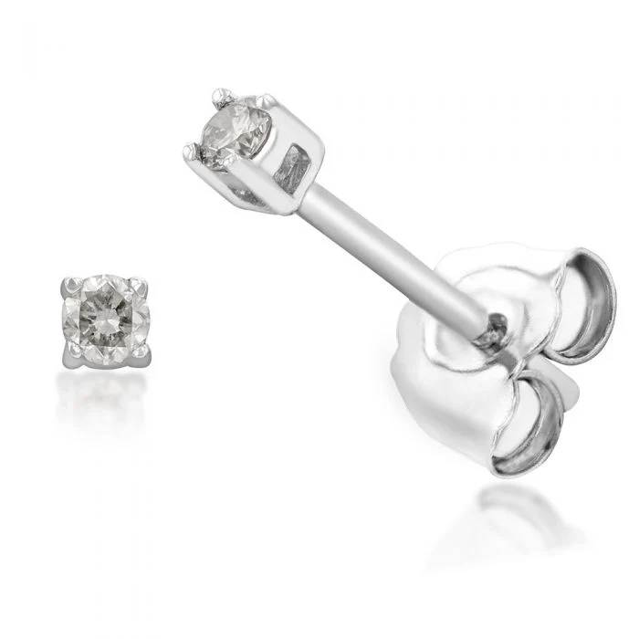 9ct White Gold 0.05 Carat Diamond Stud Earrings