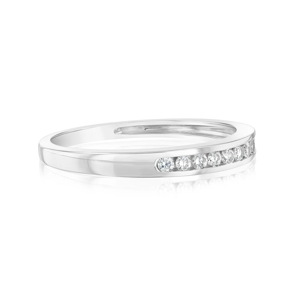 9ct White Gold 0.15 Carat Diamond Eternity Ring with 10 Brilliant Cut Diamonds - Image 2