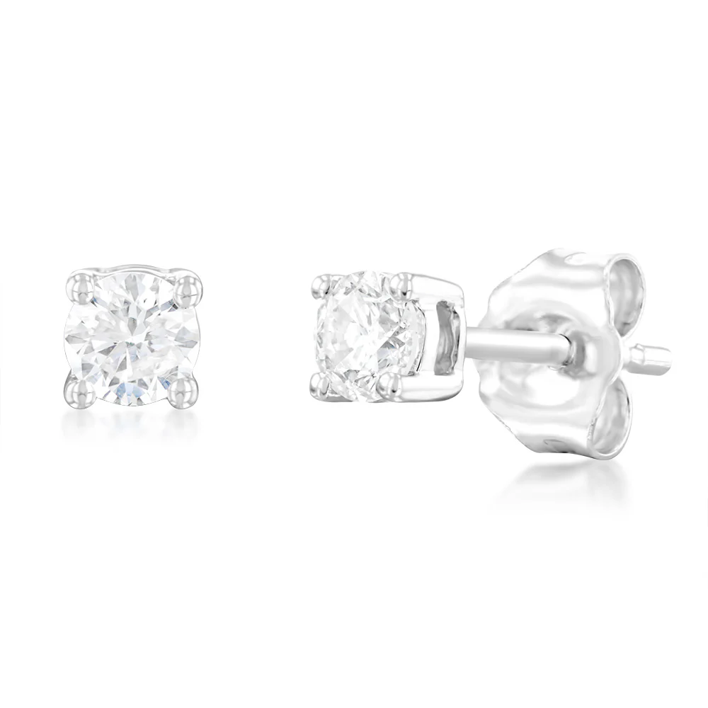 9ct White Gold 0.30 Carat Brilliant Cut Diamond Stud Earrings