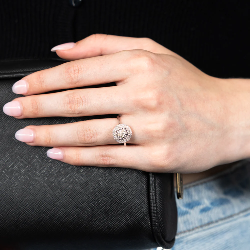 9ct White Gold 0.40 Carat Diamond Halo Ring - Image 3