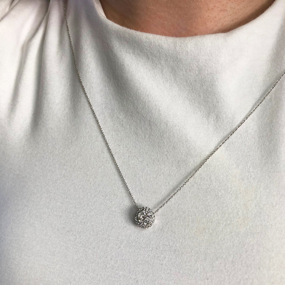 9ct White Gold 1/2 Carat Diamond Cluster Pendant on 45cm Chain - Image 2