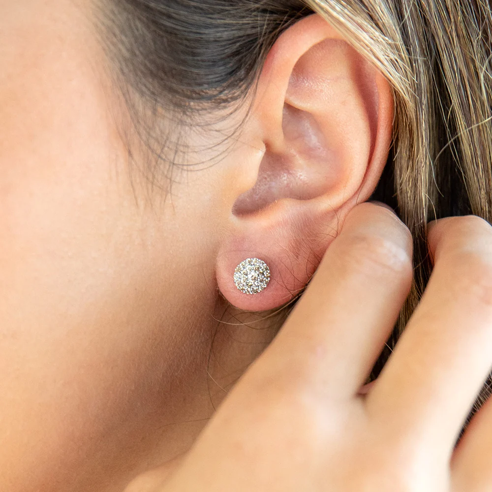 9ct White Gold 1/2 Carat Diamond Cluster Stud Earrings - Image 2
