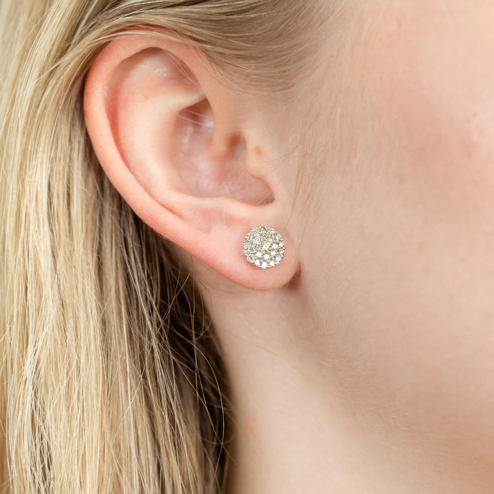 9ct White Gold 1/2 Carat Diamond Cluster Stud Earrings - Image 3