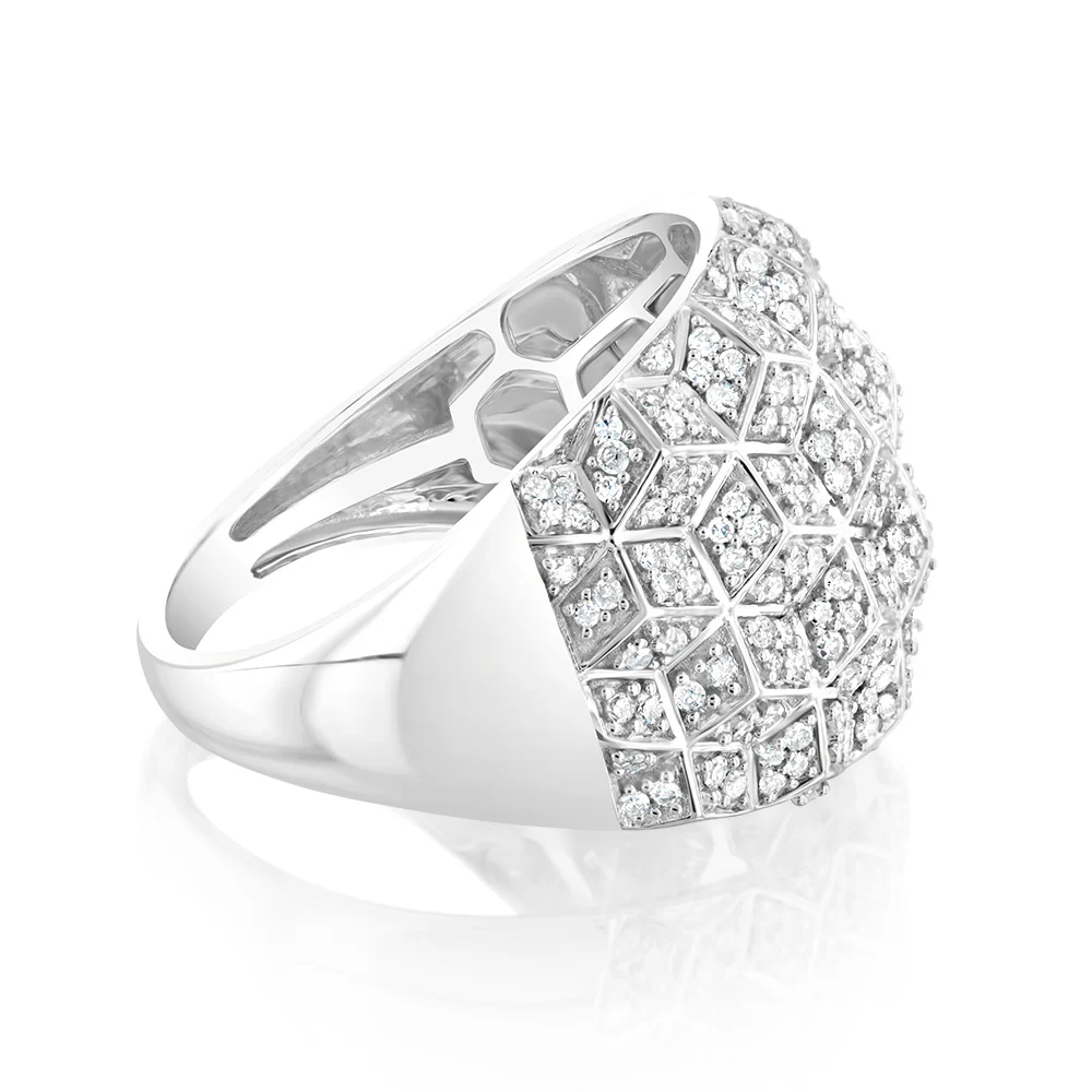 9ct White Gold 1/2 Carat Diamond Ring with 290 Round Brilliant Cut Diamonds - Image 2