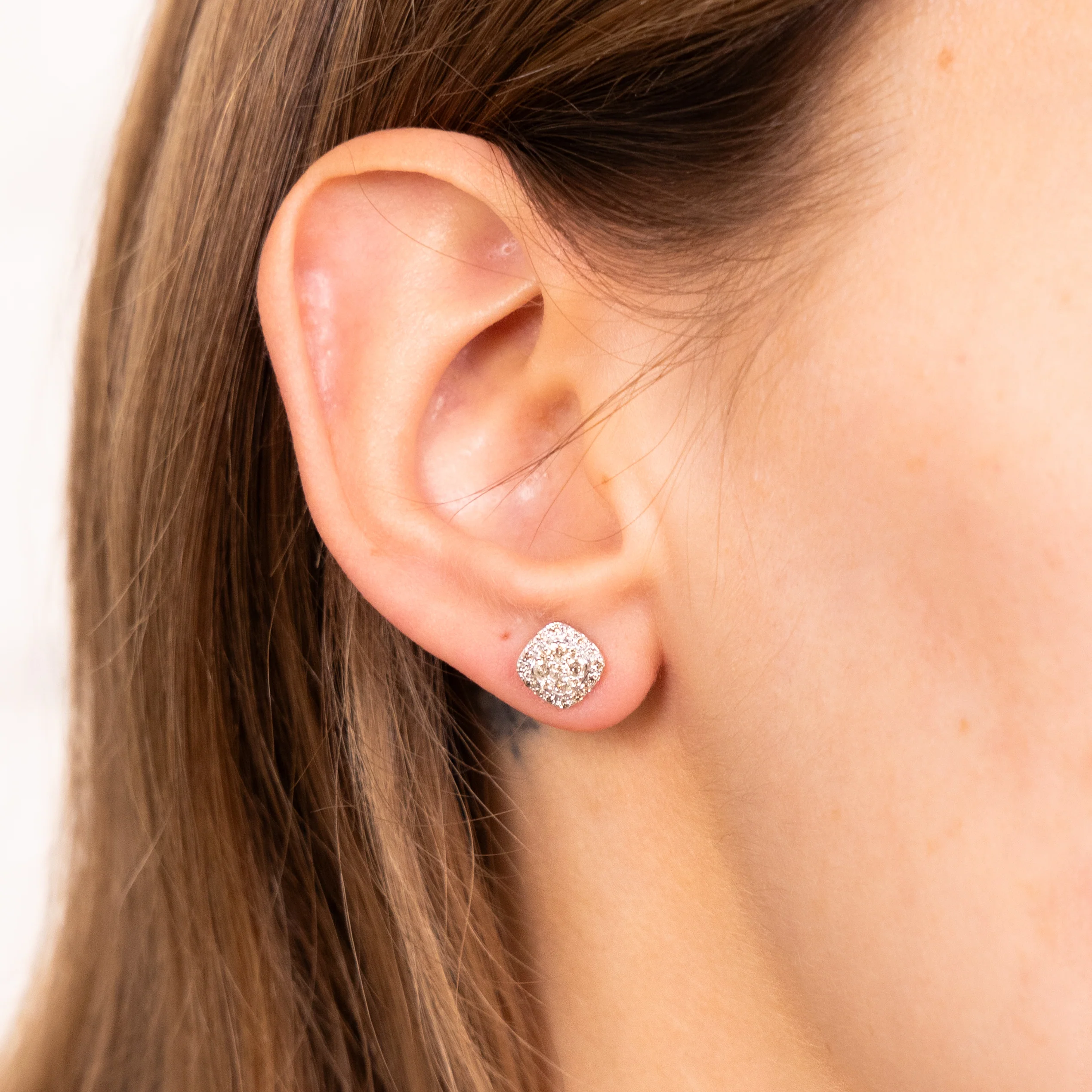 9ct White Gold 1/2 Carat Diamond Stud Earrings - Image 2