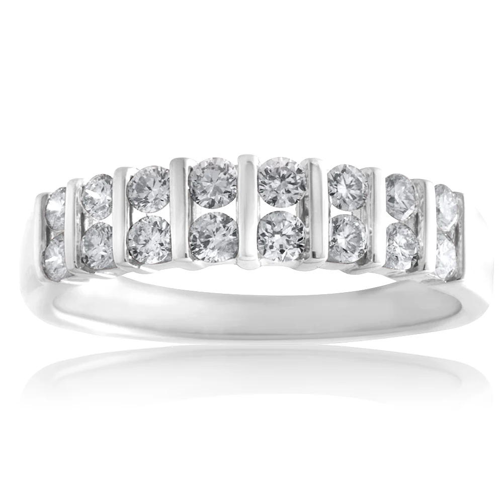 9ct White Gold 1/2 Carat Double Row Channel Set Diamond Ring