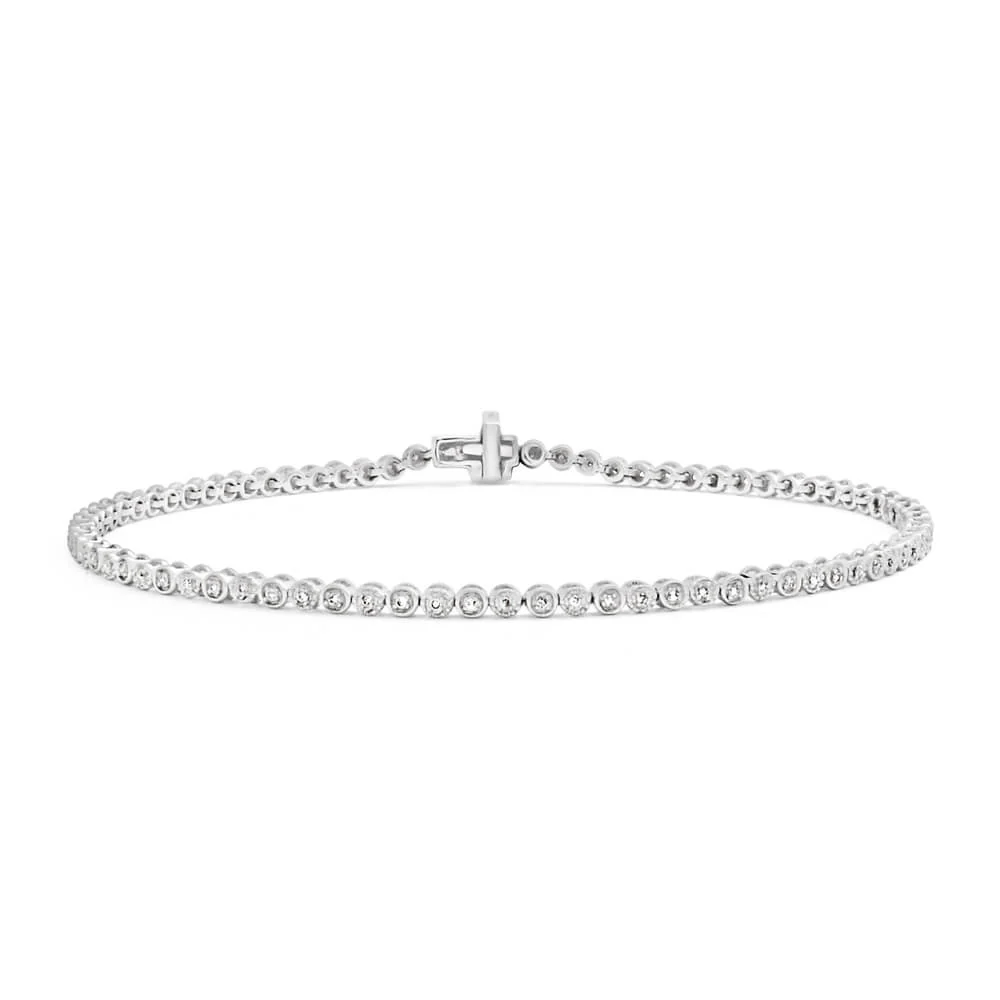 9ct White Gold 1/4 Carat Charming Fancy Tennis 18cm Bracelet