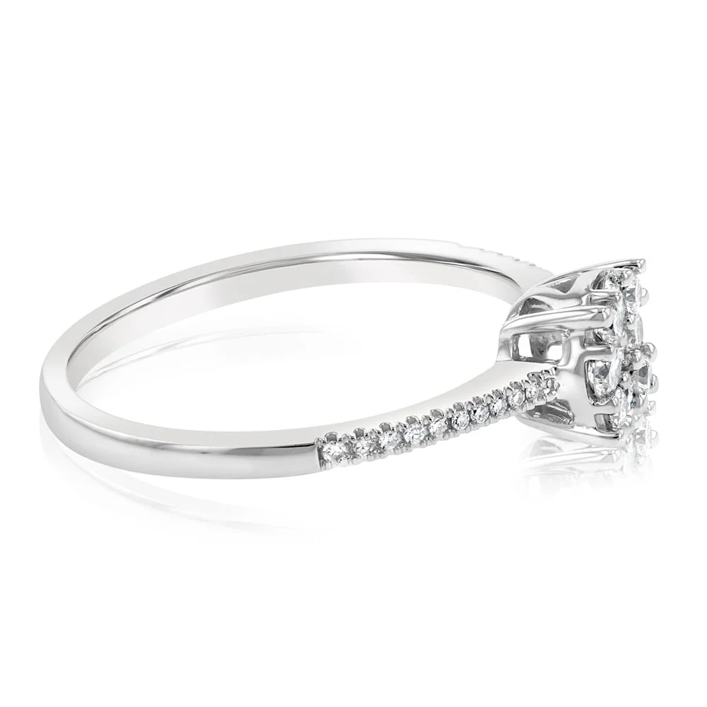 9ct White Gold 1/4 Carat Diamond Dress Ring - Image 2