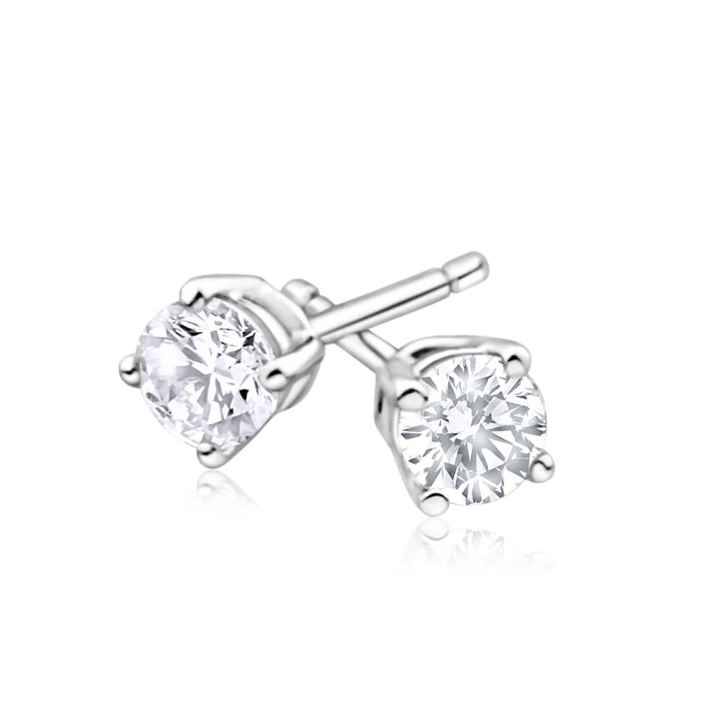9ct White Gold 1/4 Carat Diamond Stud Earrings - Image 2