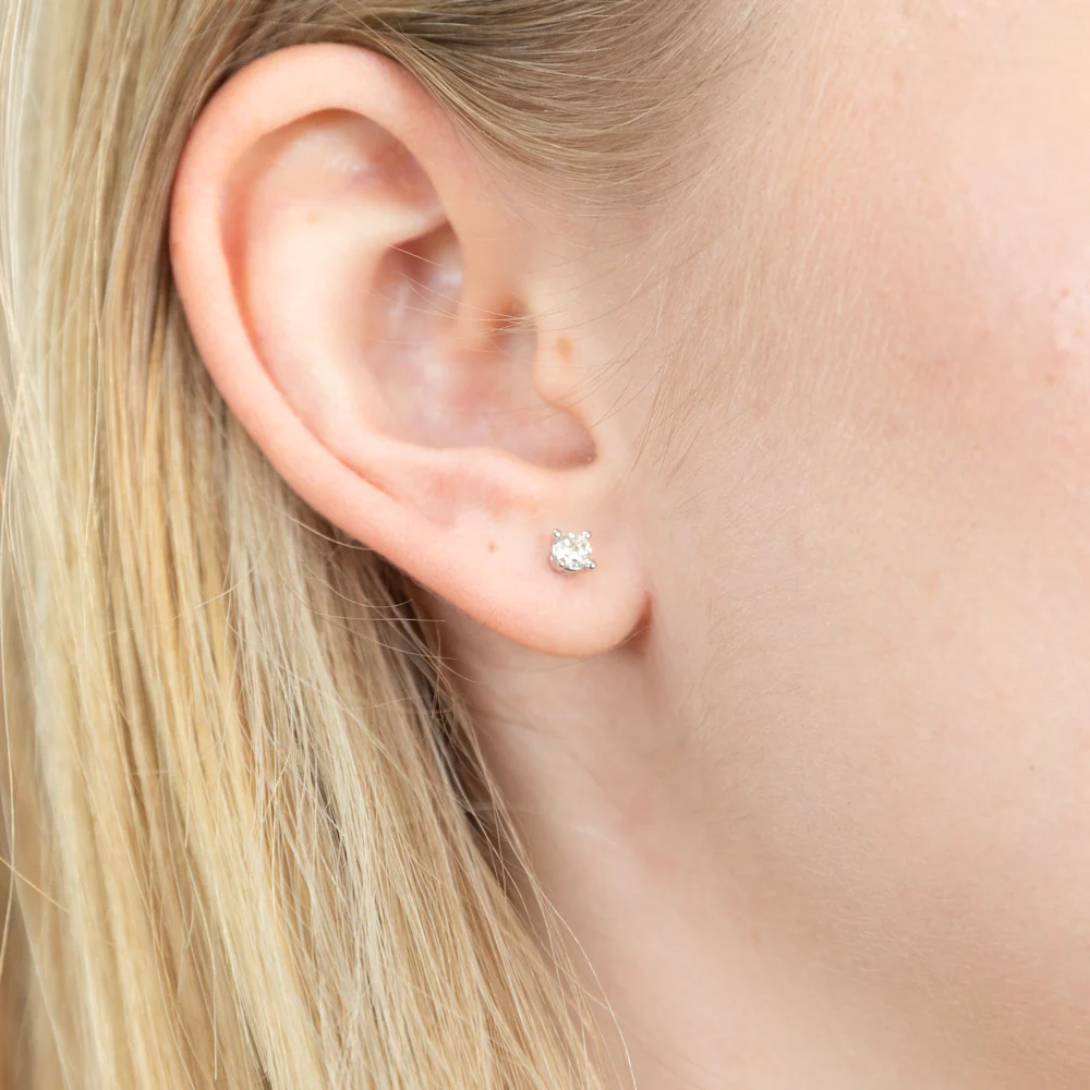 9ct White Gold 1/4 Carat Diamond Stud Earrings - Image 3