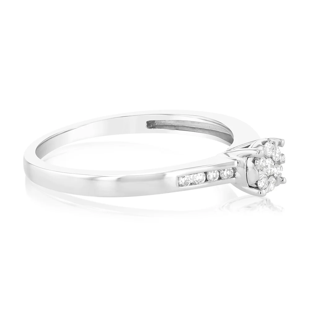9ct White Gold 1/5 Carat Diamond Dress Ring - Image 2