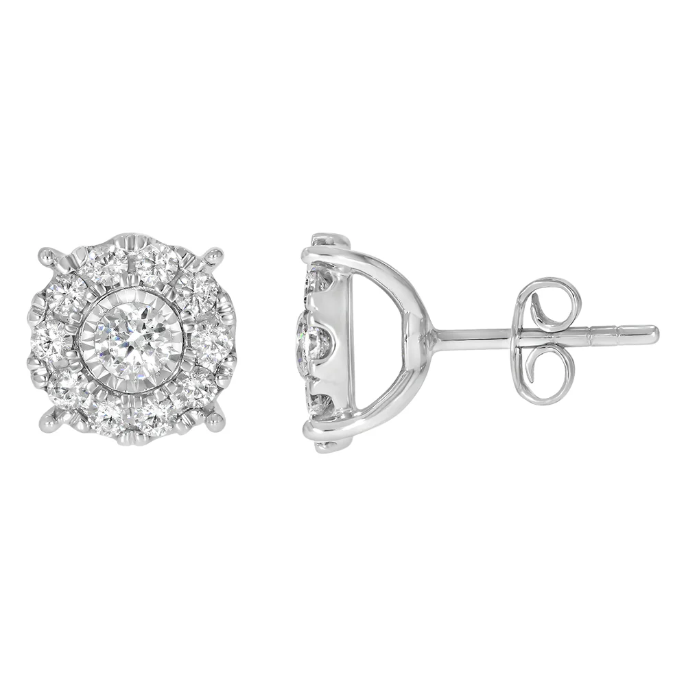 9ct White Gold 1.5 Carat Diamond Stud Earrings
