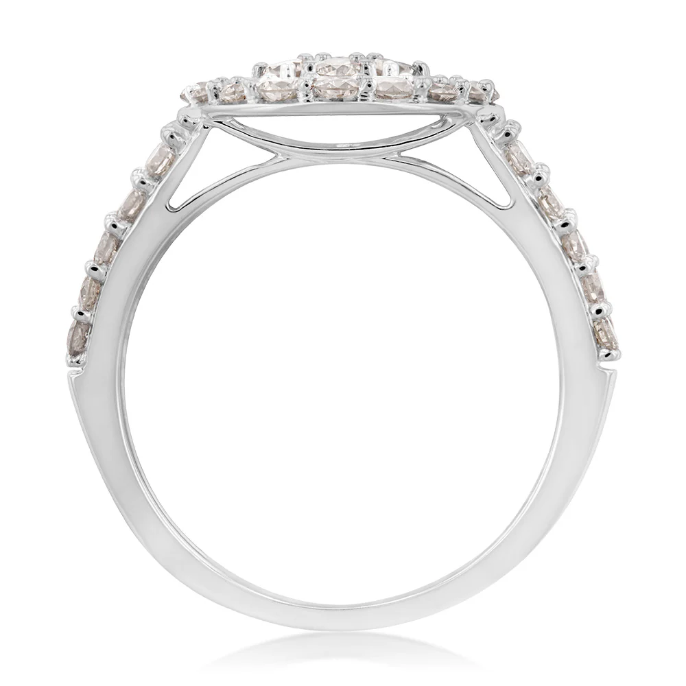9ct White Gold 1 Carat Diamond Round Shape Cluster  Ring - Image 2