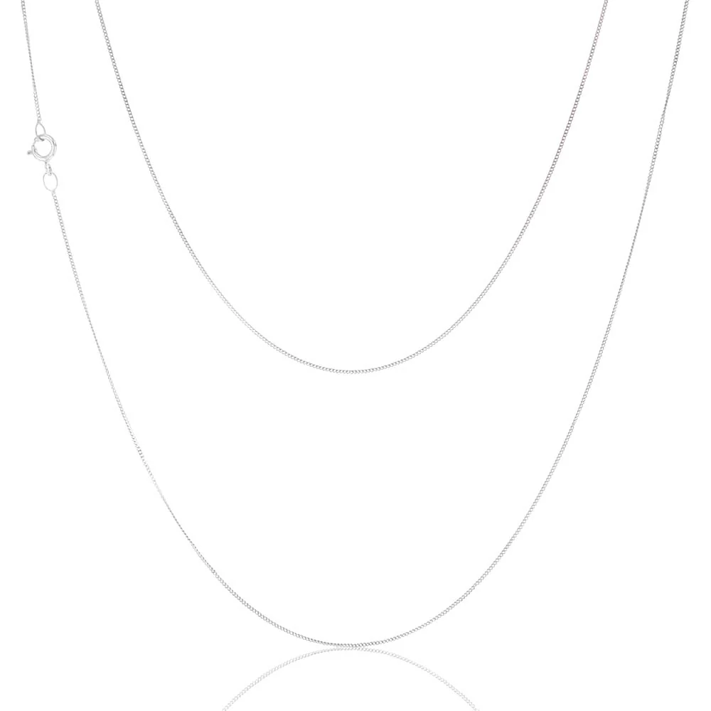 9ct White Gold 18 Gauge Fine Curb 41cm Chain