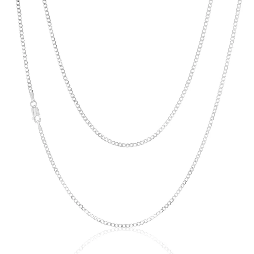 9ct White Gold 50 Gauge Tight Curb 46cm Chain