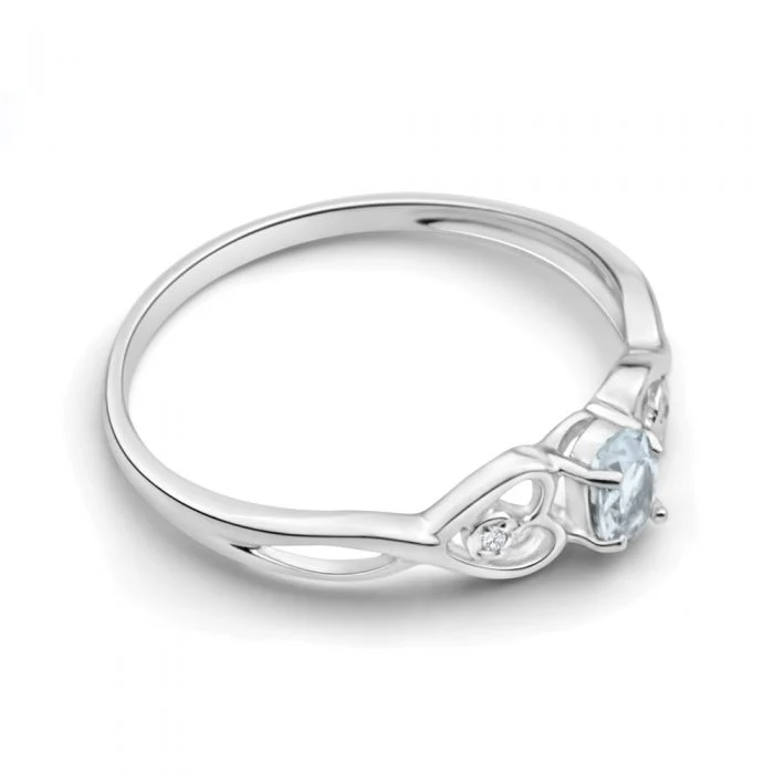 9ct White Gold 5x3mm Oval 0.21ct Aquamarine and Diamond Ring - Image 2