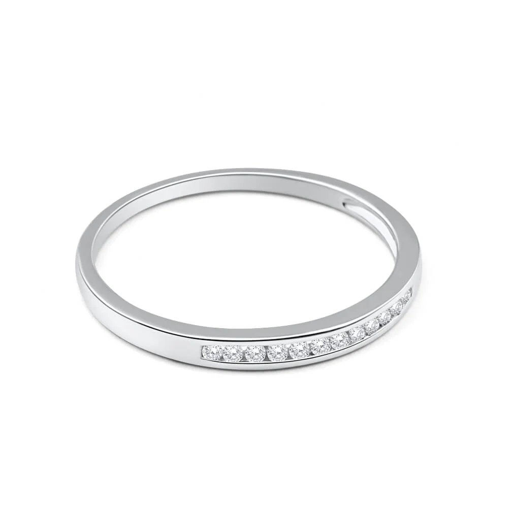 9ct White Gold Channel set Diamond Ring with 12 Brilliant Diamonds - Image 2