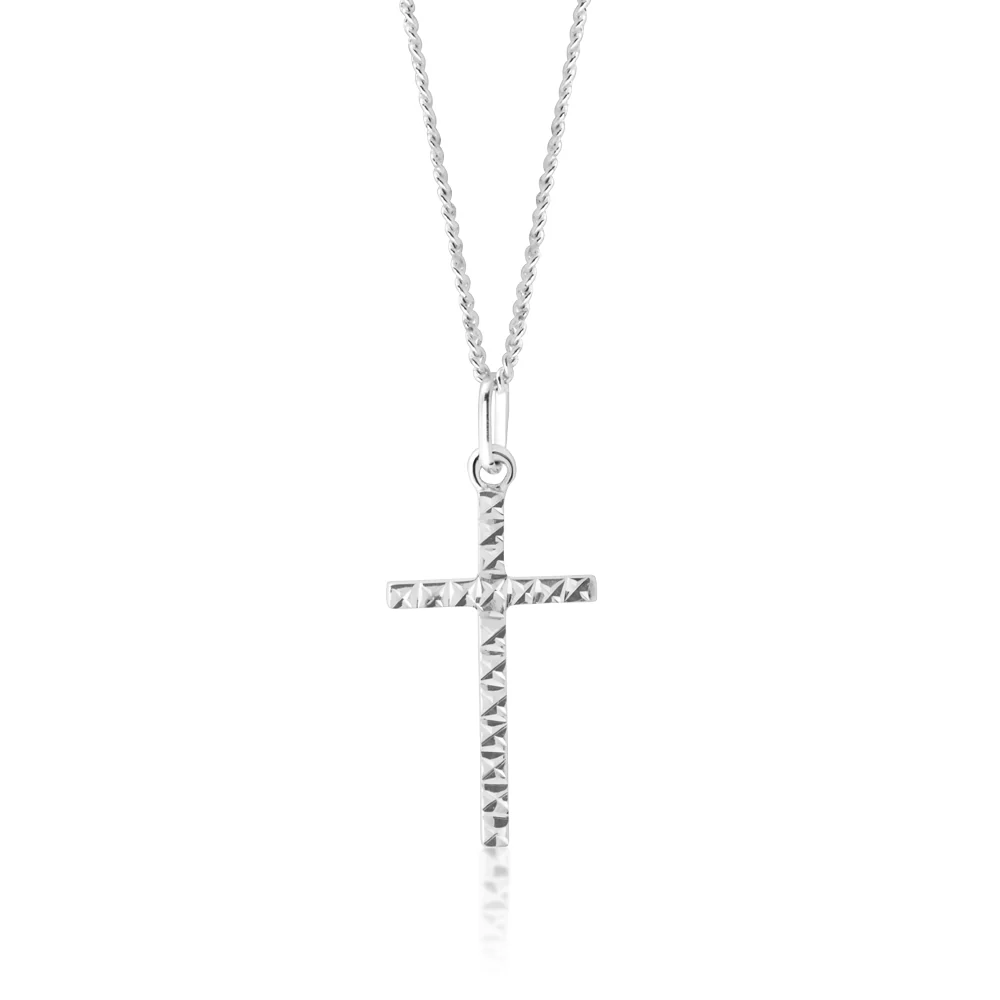 9ct White Gold Cross Pendant